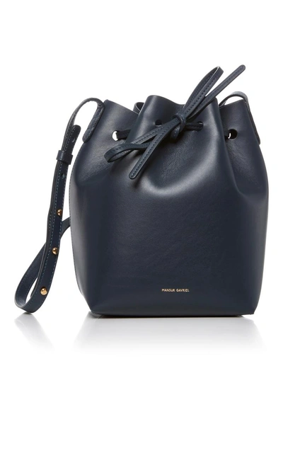 Shop Mansur Gavriel Navy Blue Bucket Bag