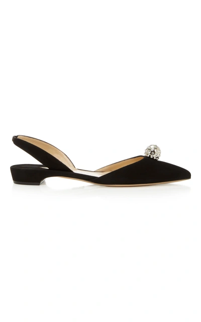 Shop Paul Andrew Rhea Crystal-embellished Flats In Black