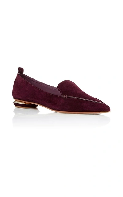 Shop Nicholas Kirkwood Beya Suede Loafers In Burgundy