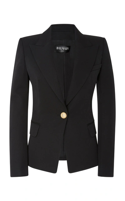 Shop Balmain Tailored One Button Wool Blazer In Black
