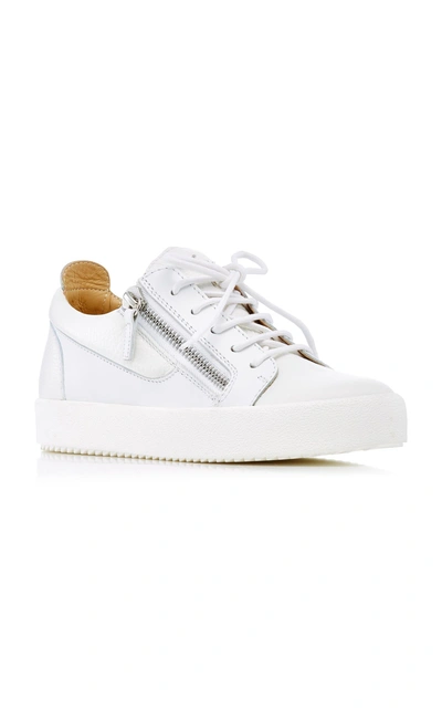 Shop Giuseppe Zanotti May London Leather Sneakers In White