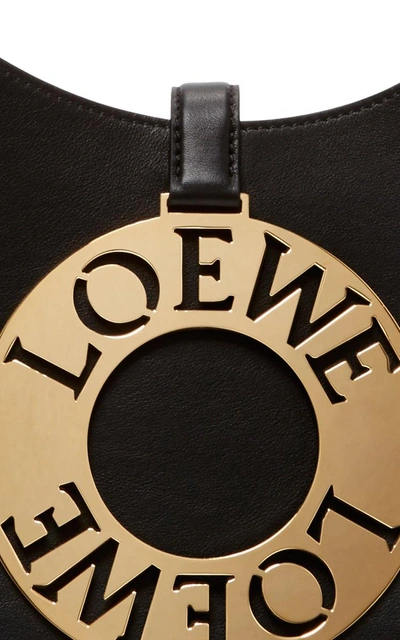 Shop Loewe Joyce Embellished Leather Shoulder Bag In Black