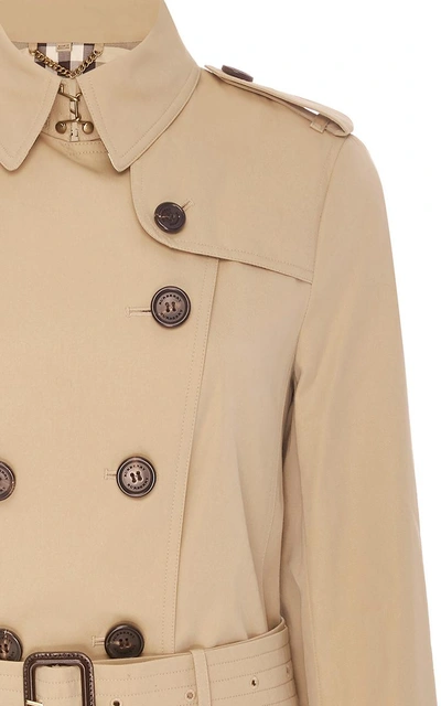 Shop Burberry Sandringham Double Breasted Trench Coat In Tan