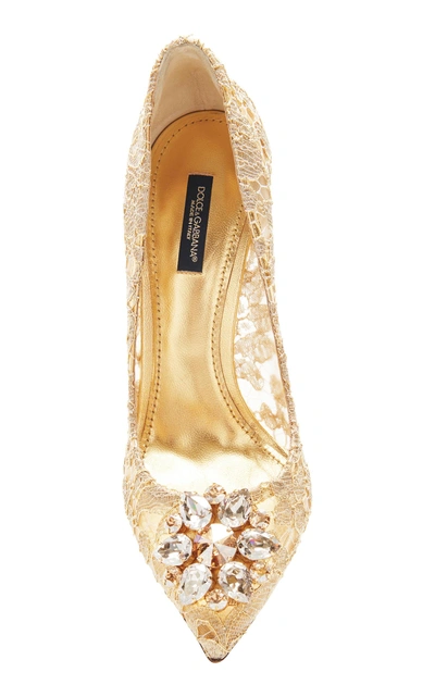 Shop Dolce & Gabbana Embellished Lace Pumps In Gold