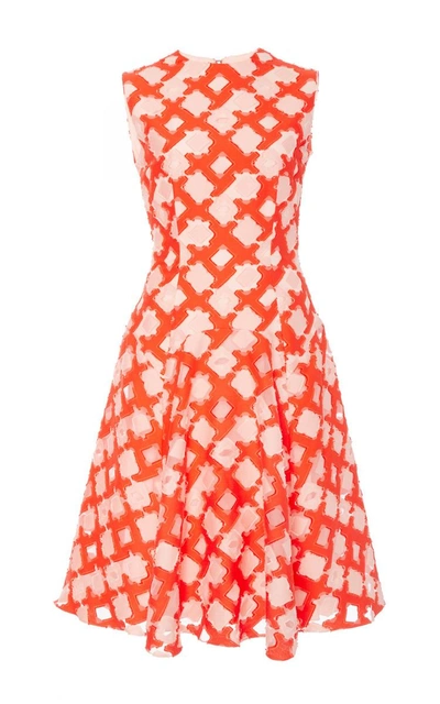 Shop Lela Rose Sleeveless Godet Dress In Coral