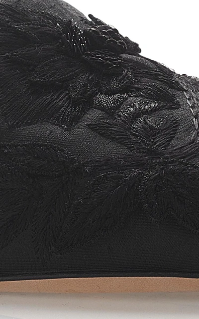 Shop Alberta Ferretti Floral Embroidered Mules In Black