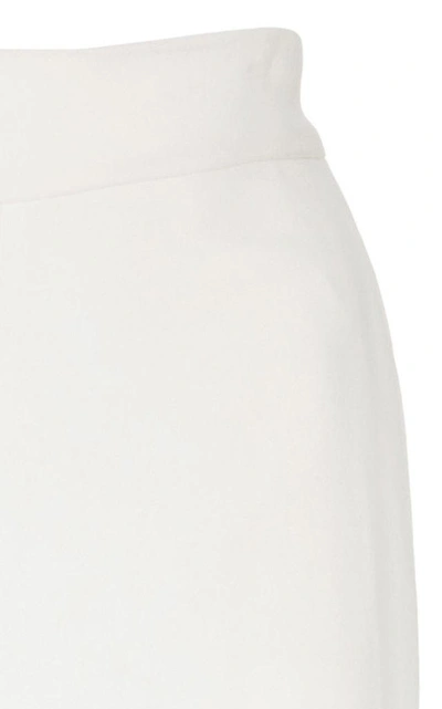 Shop Brandon Maxwell Crepe Wide-leg Pants In White