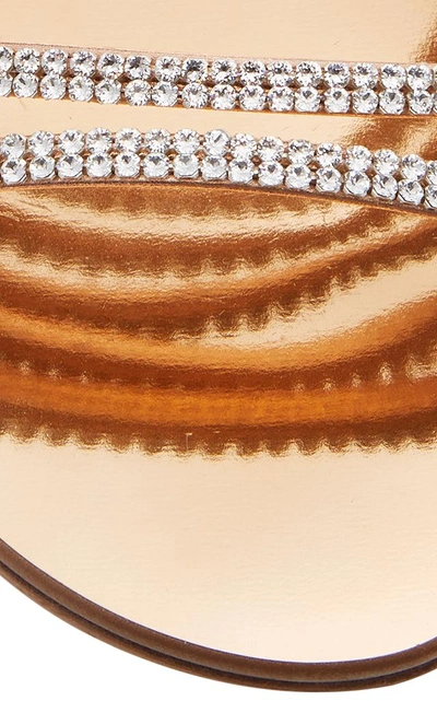 Shop Giuseppe Zanotti Nuvo Crystal-embellished Leather Slides In Gold