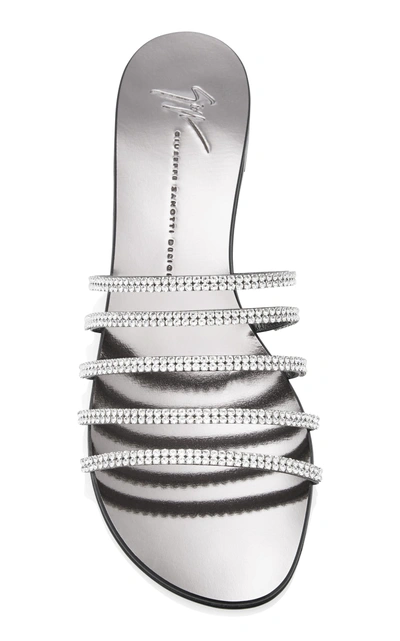 Shop Giuseppe Zanotti Crystal-embellished Leather Sandals In Silver