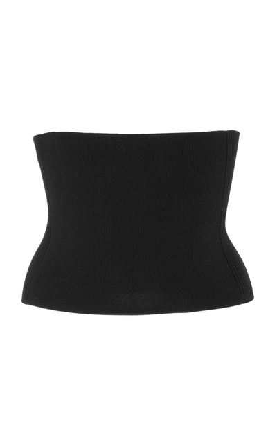 Shop Tibi Ribbed Stretch-knit Corset In Black