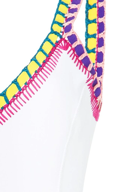 Shop Kiini Yaz Crochet-trimmed One-piece Swimsuit In White