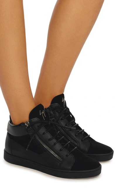 Shop Giuseppe Zanotti High-top Leather Sneaker In Black