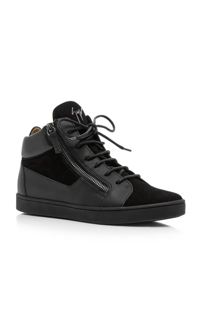 Shop Giuseppe Zanotti High-top Leather Sneaker In Black