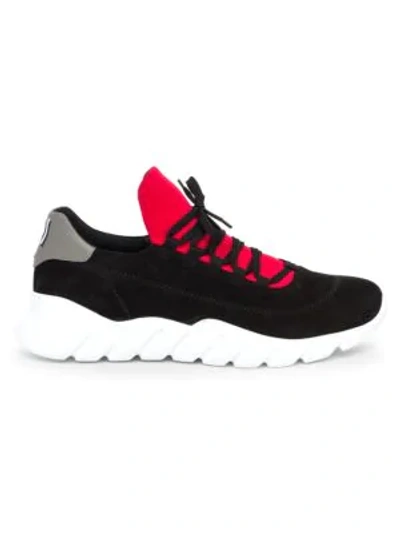 Shop Fendi Vocabulary Logo Sneakers In Rosso Nero