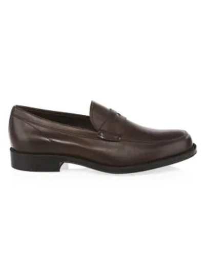 Shop Tod's Leather Penny Loafers In Brown