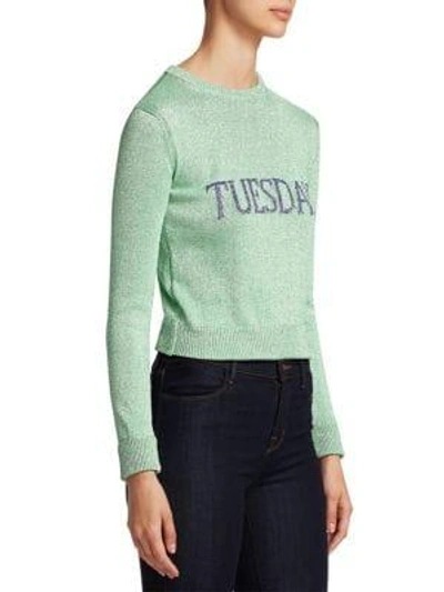 Shop Alberta Ferretti Rainbow Week Capsule Days Of The Week Tuesday Sweater In Green Multi