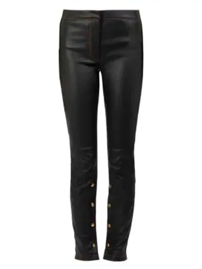 Shop Loewe Stretch Leather Trousers In Black