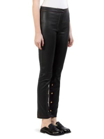 Shop Loewe Stretch Leather Trousers In Black