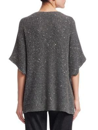 Shop Fabiana Filippi Sequin Poncho In Dark Grey