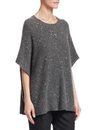 Shop Fabiana Filippi Sequin Poncho In Dark Grey