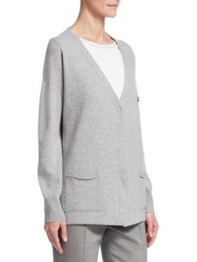 Shop Fabiana Filippi Snap Front Cardigan In Medium Grey