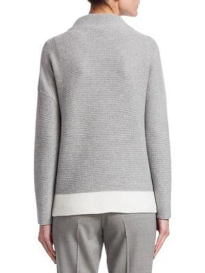 Shop Fabiana Filippi Contrast Hem Wool Silk Cashmere Cardigan In Medium Grey