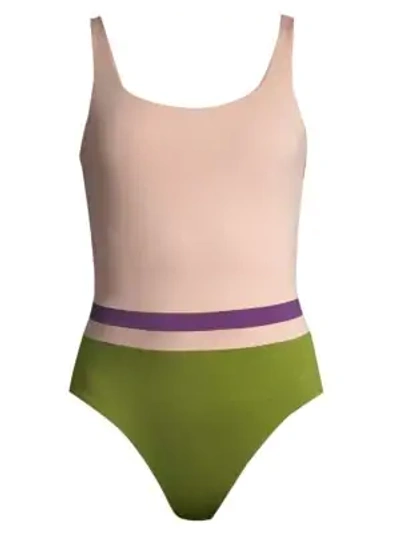 Shop Vilebrequin Colourblock One-piece Swimsuit In Nude