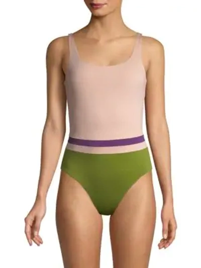 Shop Vilebrequin Colorblock One-piece Swimsuit In Nude