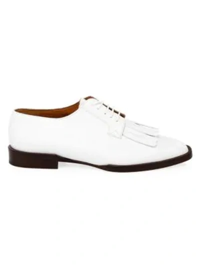 Shop Clergerie Leather Lace-up Loafers In White