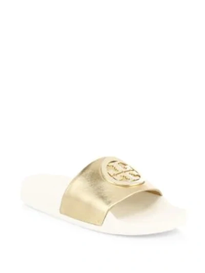 Shop Tory Burch Lina Pool Slides In Gold