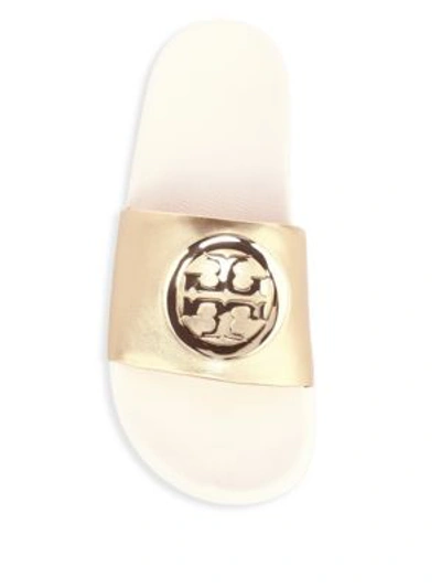 Shop Tory Burch Lina Pool Slides In Gold