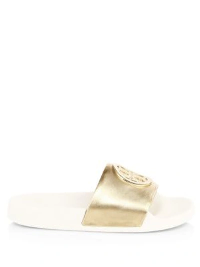Shop Tory Burch Lina Pool Slides In Gold