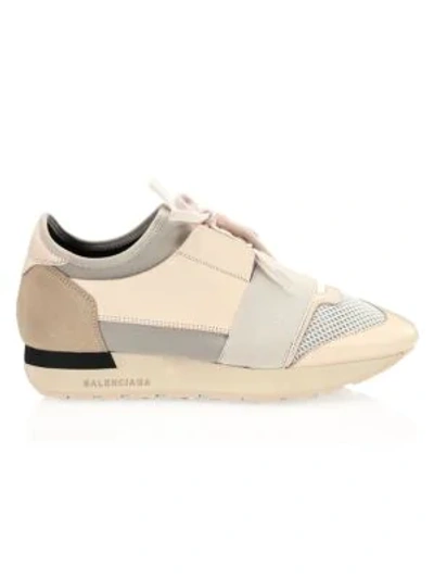 Shop Balenciaga Race Runner Sneakers In Beige