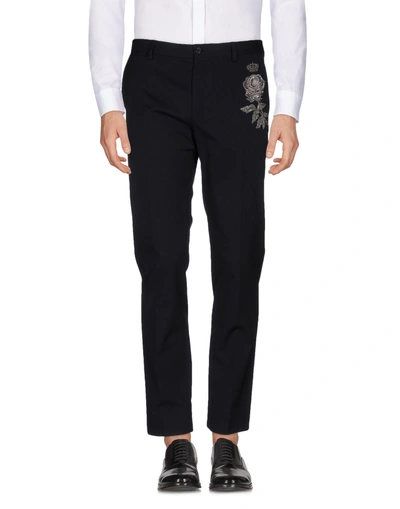 Shop Dolce & Gabbana Man Pants Black Size 32 Virgin Wool, Cotton, Elastane
