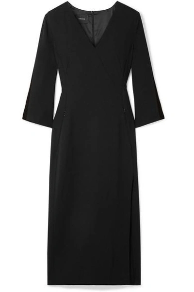 Shop Akris Wool-blend Crepe Midi Dress In Black