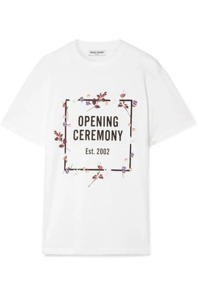 Shop Opening Ceremony Printed Cotton-jersey T-shirt In White