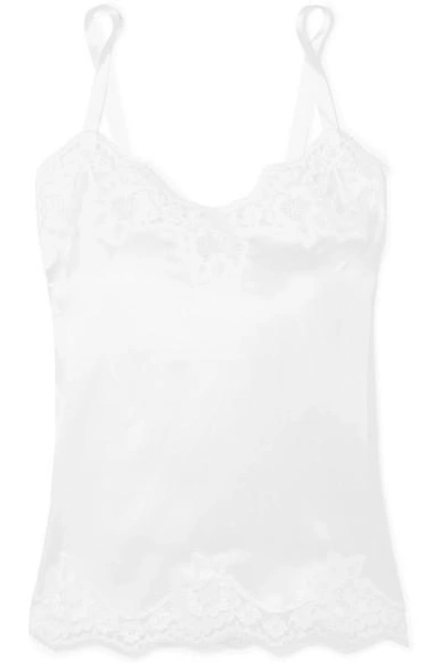 Shop Dolce & Gabbana Lace-trimmed Silk-blend Satin Camisole In White