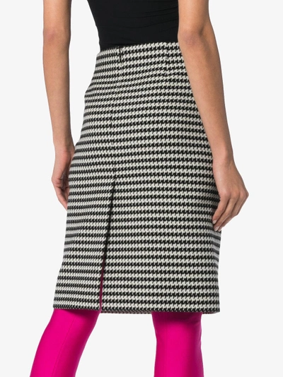 Shop Balenciaga Houndstooth Wool-blend Pencil Skirt In Black