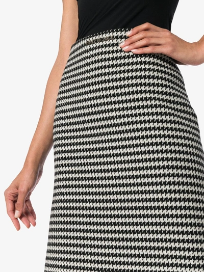 Shop Balenciaga Houndstooth Wool-blend Pencil Skirt In Black