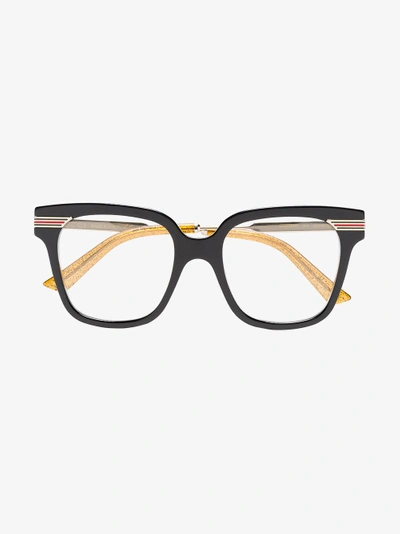 Shop Gucci Eyewear Brille Mit Webstreifen In Black