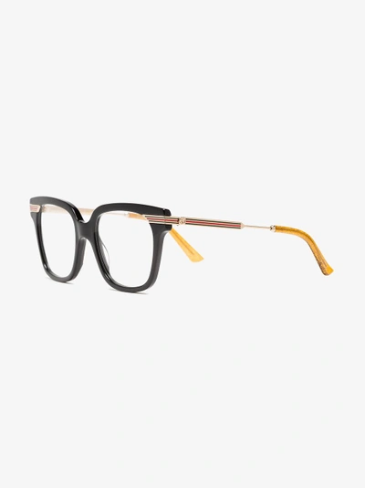 Shop Gucci Eyewear Brille Mit Webstreifen In Black