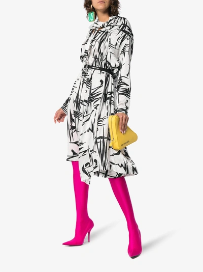 Shop Balenciaga Twisted Print Midi Dress In White