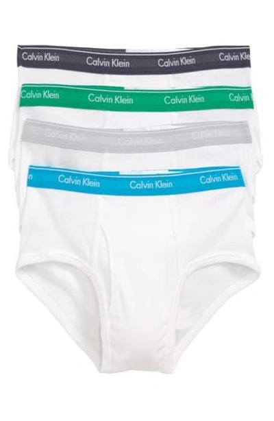 Shop Calvin Klein 4-pack Cotton Briefs In White W/ Blue/ Green/ Grey