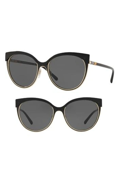 Shop Burberry Heritage 55mm Cat Eye Sunglasses - Gold/ Black Solid