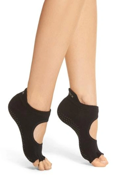 Shop Toesox Bellarina Half Toe Gripper Socks In Black
