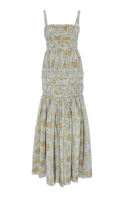 Shop Brock Collection Olinda Floral Cotton Maxi Dress In Green
