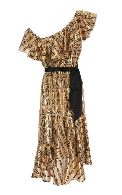 Shop Temperley London Eliska Ruffle Dress In Gold