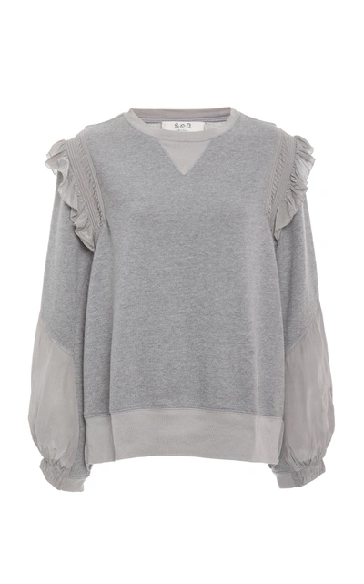 Shop Sea Hemmingway Combo Sweatshirt In Grey