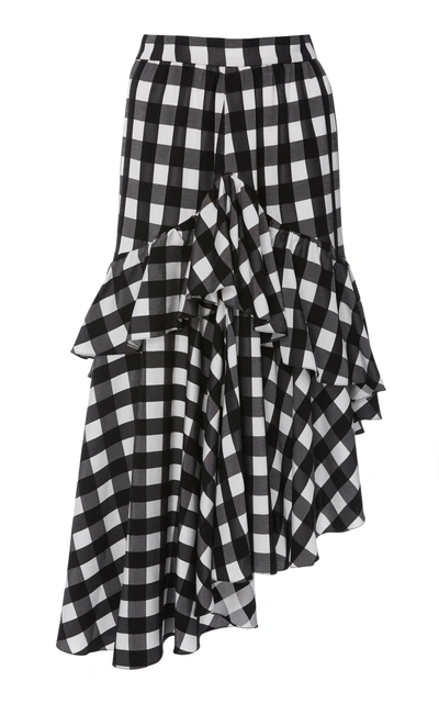 Shop Temperley London Stirling Ruffled Skirt In Black/white