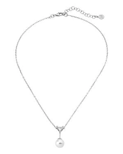 Shop Majorica Simulated Pearl Pendant Necklace, 15 In Silver